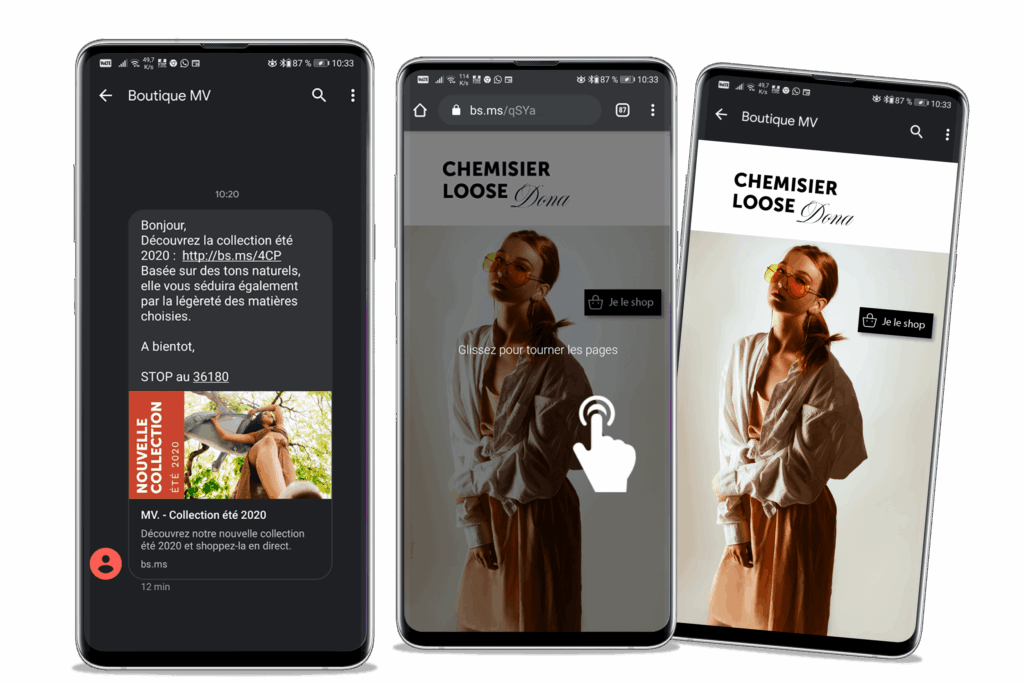 Exemple de mini catalogue reçu par SMS