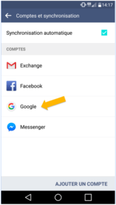 Sélectionnez Google sur votre Android