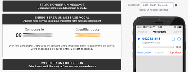 Direct répondeur, message et mailing vocal